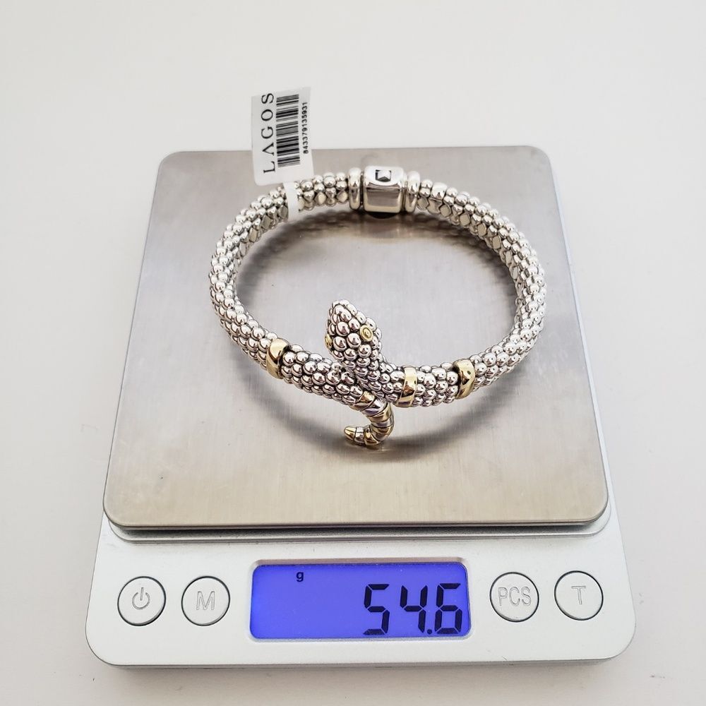 LAGOS Sterling Silver 18K Gold Rare Wonders 9MM Two Tone Snake Rope Bracelet 7.5 - Picture 7 of 12